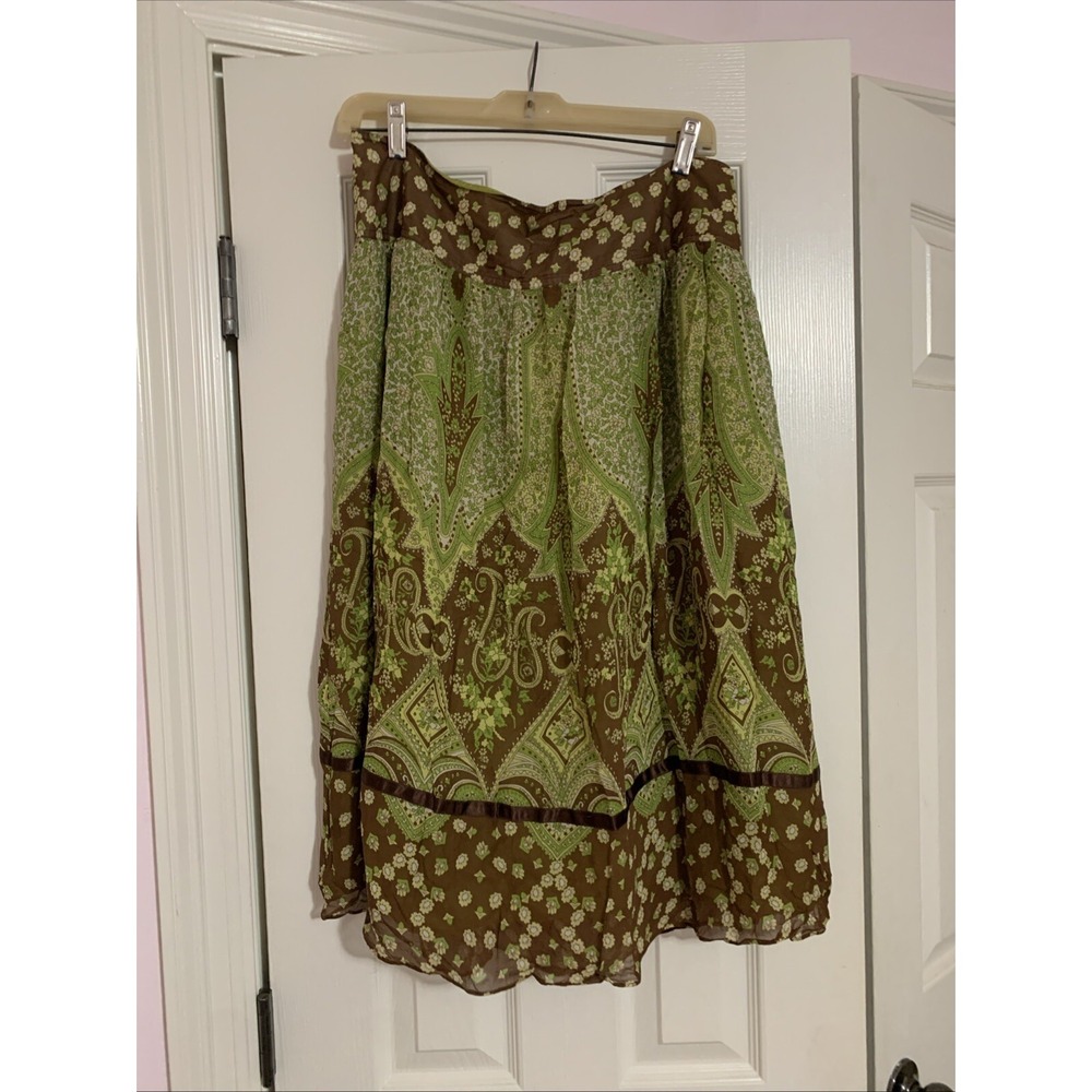 Banana Republic Patchwork Silk MIDI Skirt 14 Multicolor Womens Boho Artsy - Picture 4 of 8